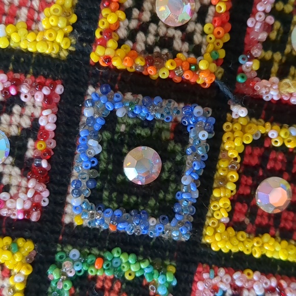 Vintage Needlepoint Beaded Crystal Handbag - Picture 16 of 16